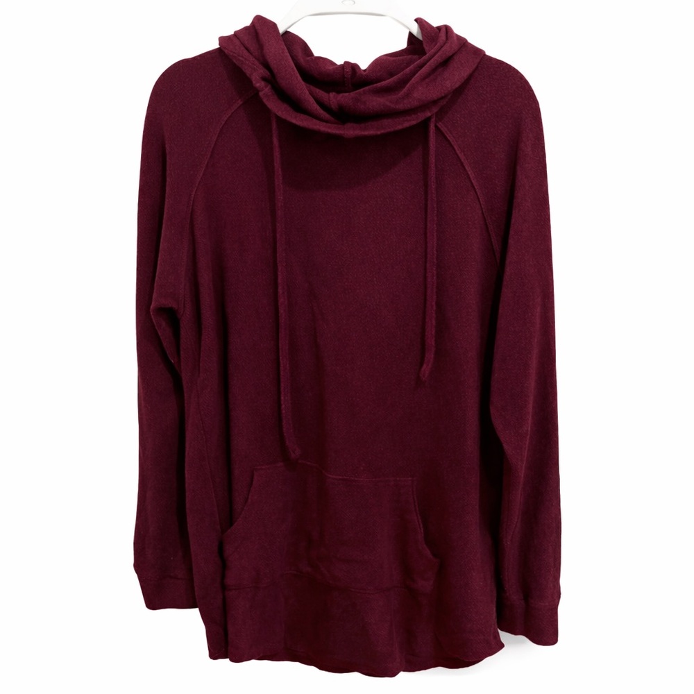 Torrid SZ 0 LARGE Maroon burgundy cozy mock neck hoodie Sweater